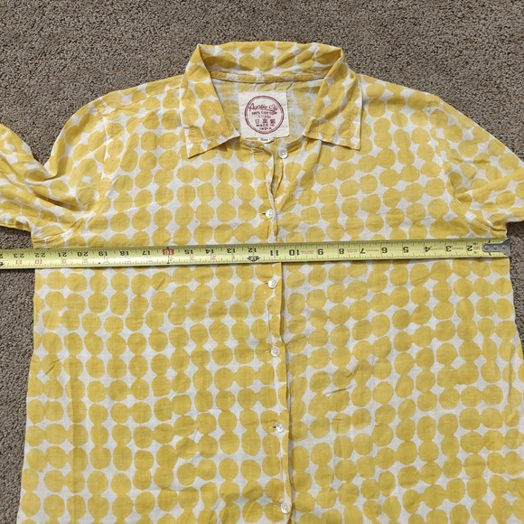 Auntie Oti Yellow White Polka Dot 100% Cotton Khadi Button Up Shirt Womens Large - Picture 9 of 12
